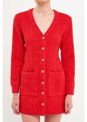 endless rose Women's Textured Button Down Dress - Red