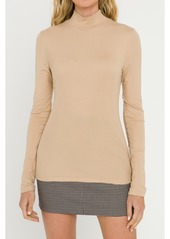 Endless Rose Women's Mock Neck Top - Heather grey