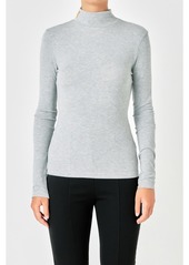 Endless Rose Women's Mock Neck Top - Heather grey