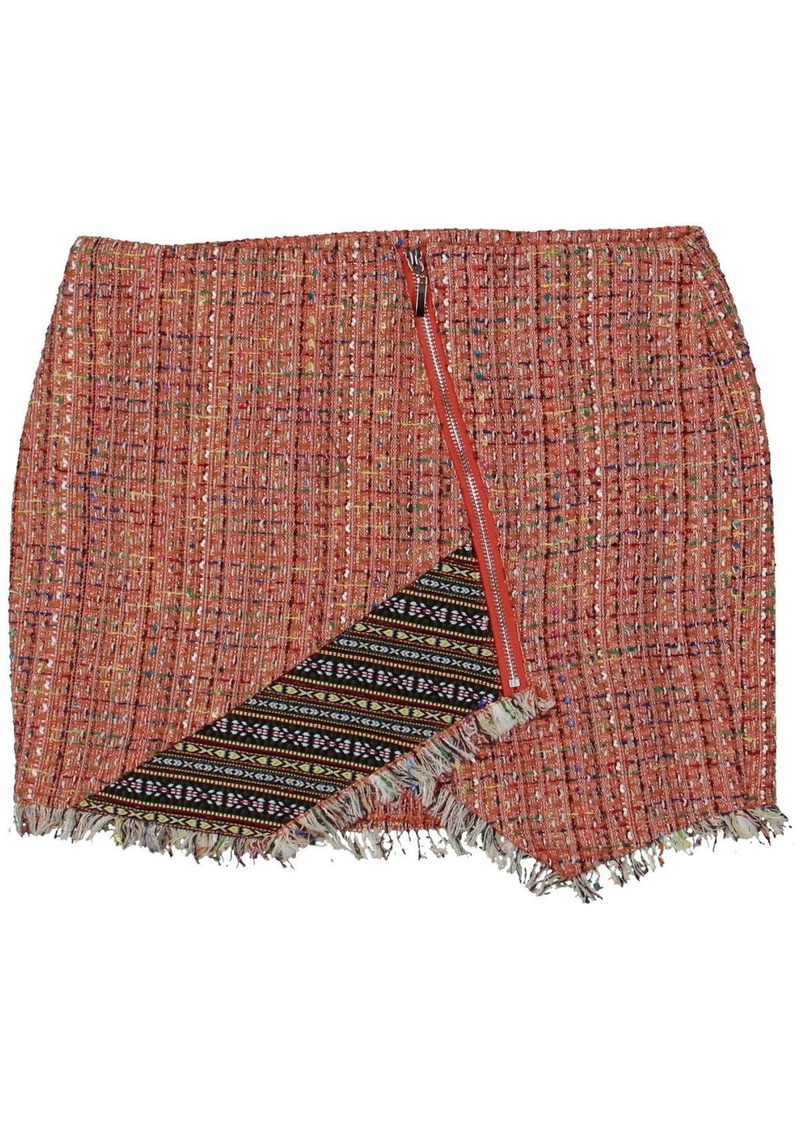 Endless Rose Womens Tweed Frayed Hem Pencil Skirt