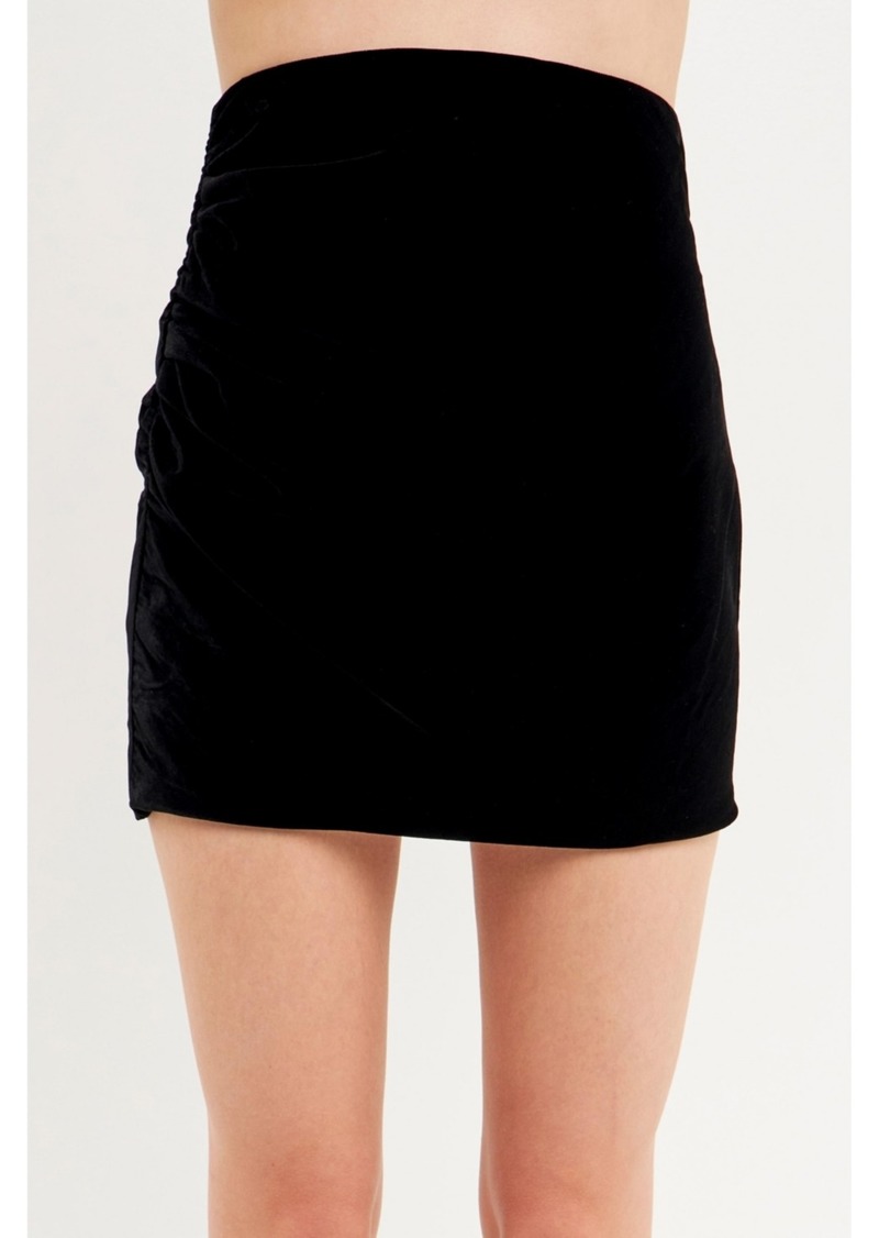 Endless Rose Women's Velvet Ruched Mini Skirt - Black