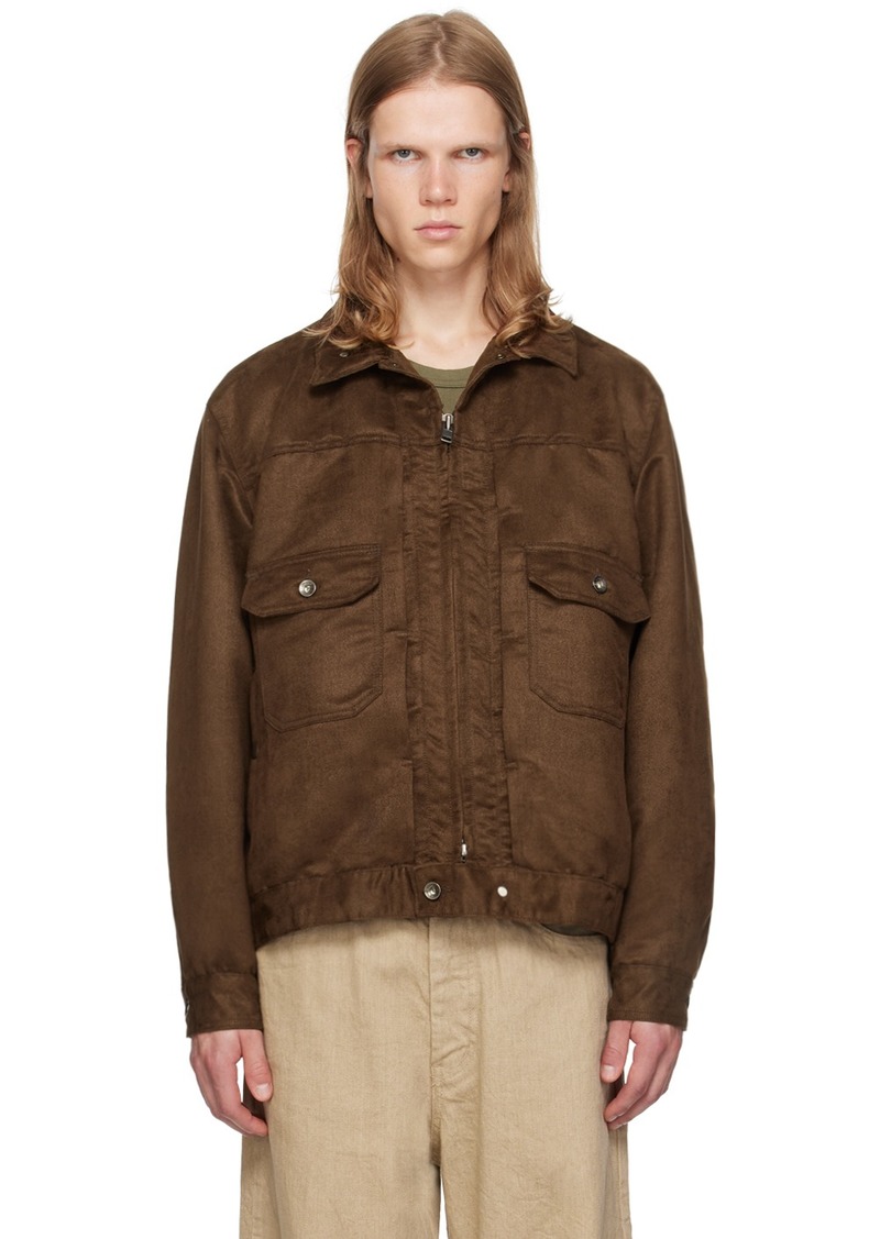 Engineered Garments Brown Button Tab Faux-Suede Jacket