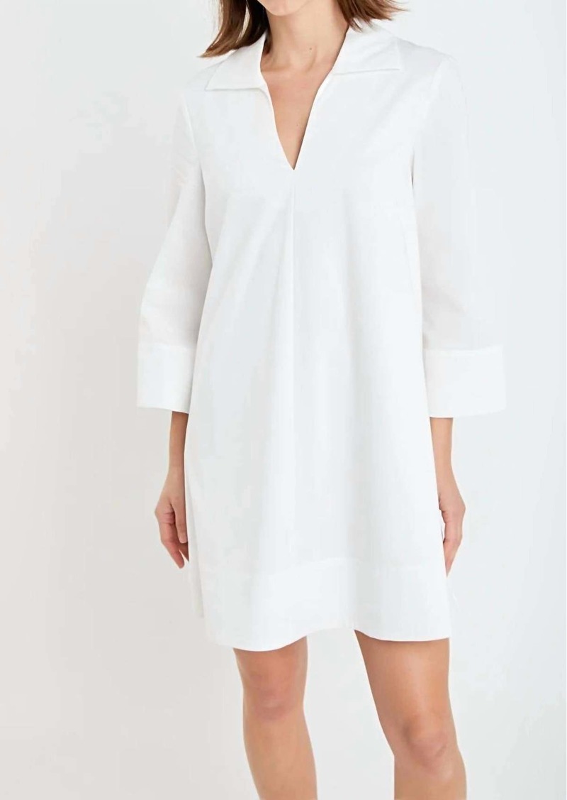 English Factory A-Line Kaftan Collar Dress In White