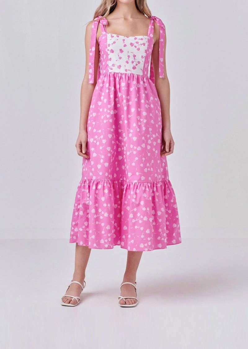 English Factory Blush And Bashful Dress In Pink/white