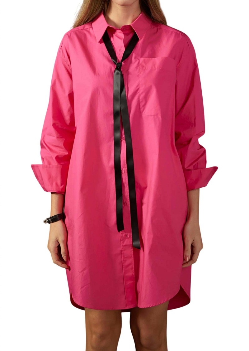 English Factory Carole Classic Collared Shirt Dress In Fuchsia