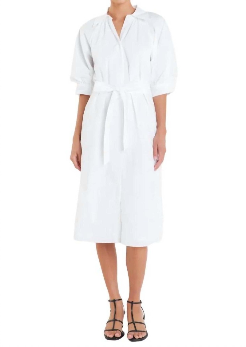 English Factory Classic Short Sleeve Shirt Dress In Crisp White