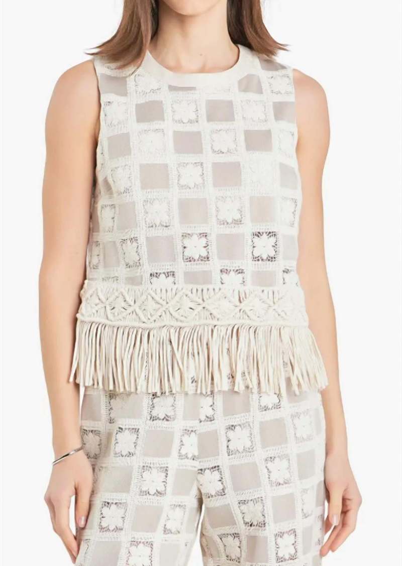 English Factory Crochet Patchwork Top In Beige