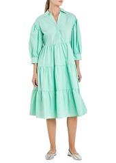 English Factory Balloon Sleeve A-Line Shirtdress