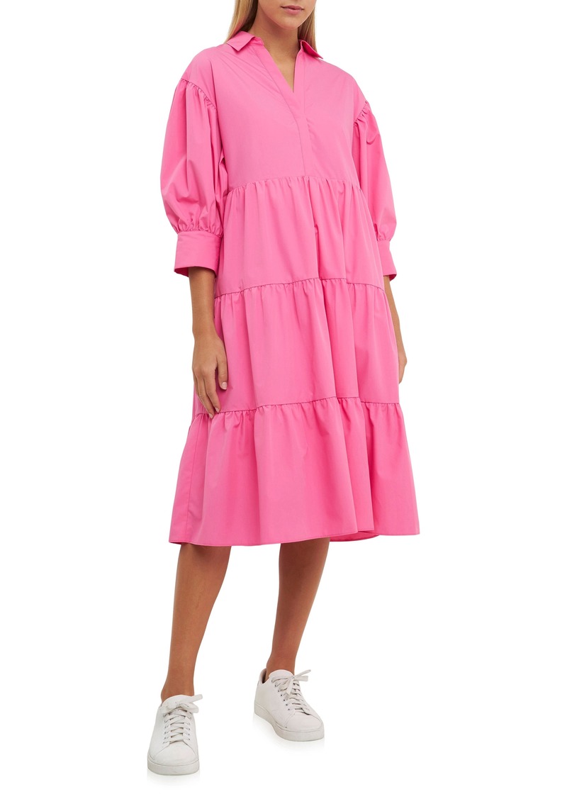 English Factory Balloon Sleeve A-Line Shirtdress in Pink at Nordstrom Rack