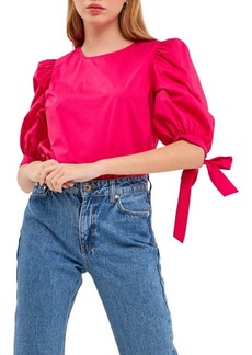 English Factory Bow Banded Puff Sleeve Blouse