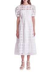 English Factory Check Puff Sleeve Belted Shirtdress