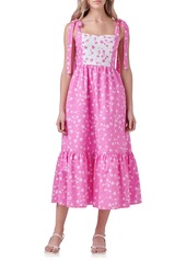 English Factory Colorblock Floral Tie Strap Dress in Pink/white at Nordstrom Rack