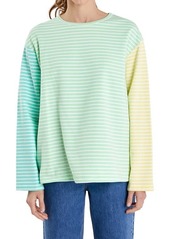 English Factory Colorblock Stripe Long Sleeve Stretch Cotton Top
