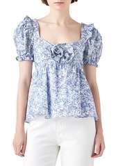 English Factory Floral Print Cotton Top