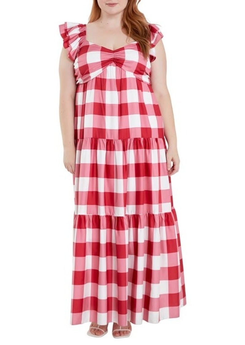 English Factory Gingham Tiered Maxi Dress