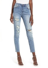 English Factory High Waist Ripped Ankle Skinny Jeans in Denim at Nordstrom