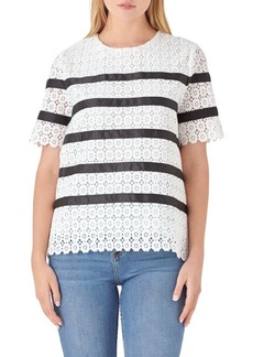 English Factory Lace Stripe Top