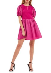 English Factory Mixed Media Henley Minidress in Berry at Nordstrom