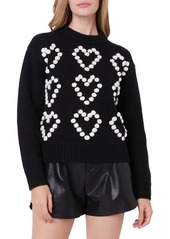 English Factory Pompom Heart Mock Neck Sweater