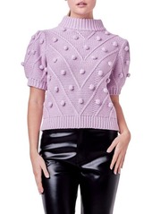 English Factory Pompom Puff Sleeve Sweater