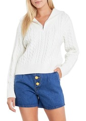 English Factory Quarter Zip Cable Knit Cotton Sweater