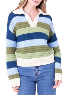 English Factory Rainbow Stripe Polo Sweater