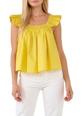 English Factory Ruffle Detail Cotton Tank in Yellow at Nordstrom