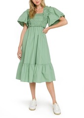 English Factory Ruffle Smocked Cotton Dress