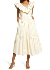 English Factory Ruffle V-Neck Cotton Dress