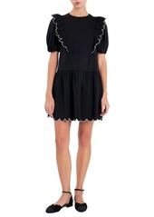 English Factory Scallop Edge Ruffle Knit Minidress