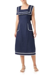 English Factory Sleeveless Linen A-Line Dress