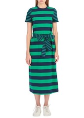 English Factory Stripe Tie Front Midi T-Shirt Dress