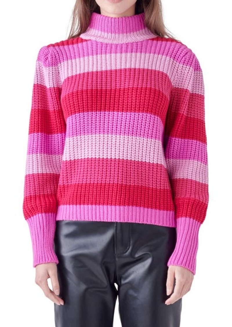 English Factory Stripe Turtleneck Sweater