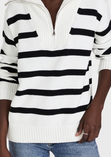 ENGLISH FACTORY Striped Knit Zip Pullover