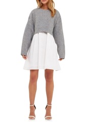 English Factory Sweater with Poplin Minidress