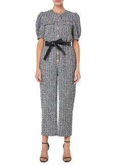 English Factory Tweed Puff Sleeve Ankle Jumpsuit