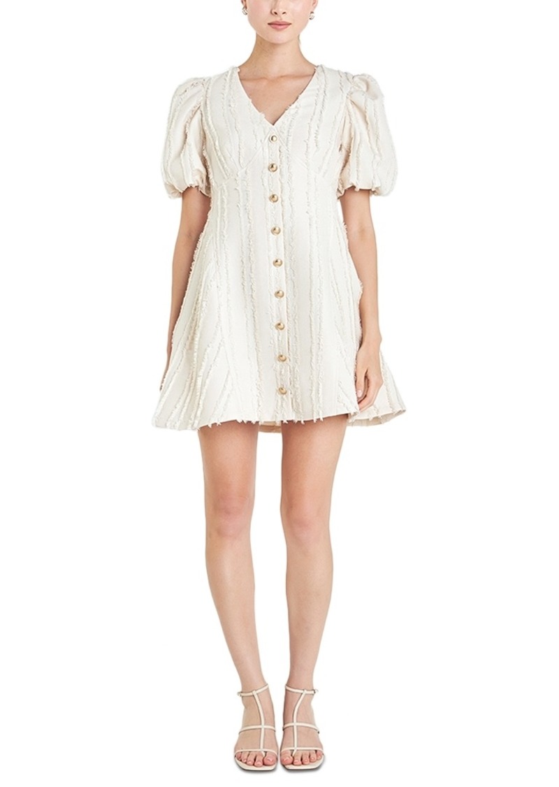 English Factory Women's Buttoned Short-Sleeve A-Line Mini Dress - Beige