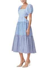 English Factory Women's Colorblocked Tiered Midi Dress - Blue