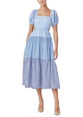 English Factory Women's Colorblocked Tiered Midi Dress - Blue