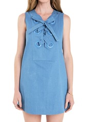 English Factory Women's Denim Lace-Up Mini Dress - Denim