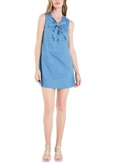 English Factory Women's Denim Lace-Up Mini Dress - Denim