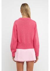 English Factory Women's Relaxed Fit Pink Sweater - Pink