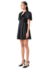 English Factory Women's Rosette Puff-Sleeve Mini Dress - Black