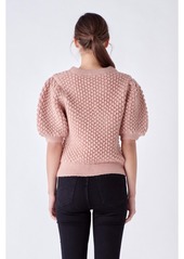 English Factory Women's Textured Puff Sweater - Dusty pink