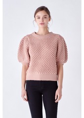 English Factory Women's Textured Puff Sweater - Dusty pink