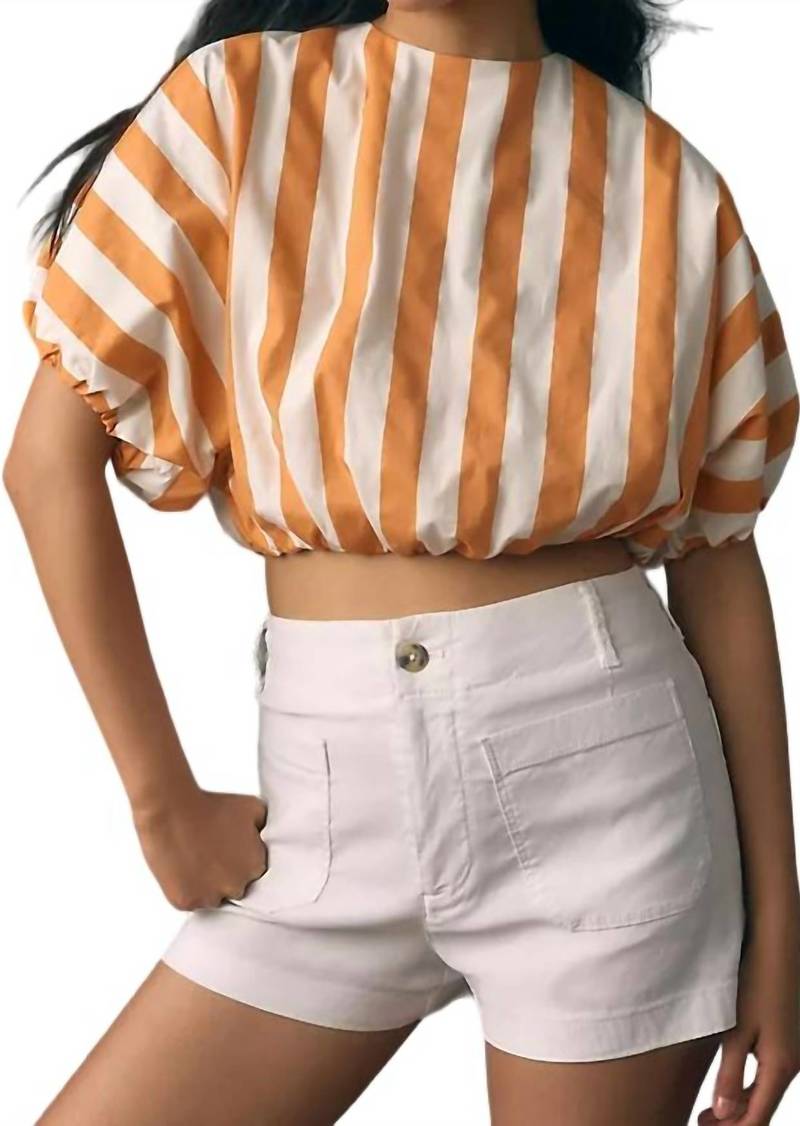 English Factory Everly Stripe Blouse In Orange