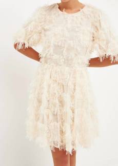 English Factory Feathered Sleeve Mini Dress In Ivory