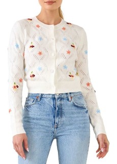 English Factory Floral Handmade Embroidery Cardigan