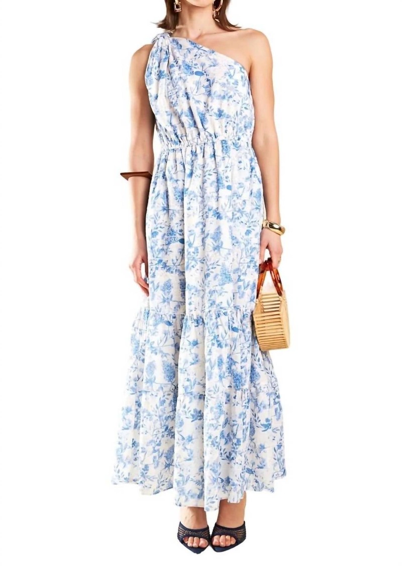 English Factory Floral One Shoulder Maxi Dress In Blue