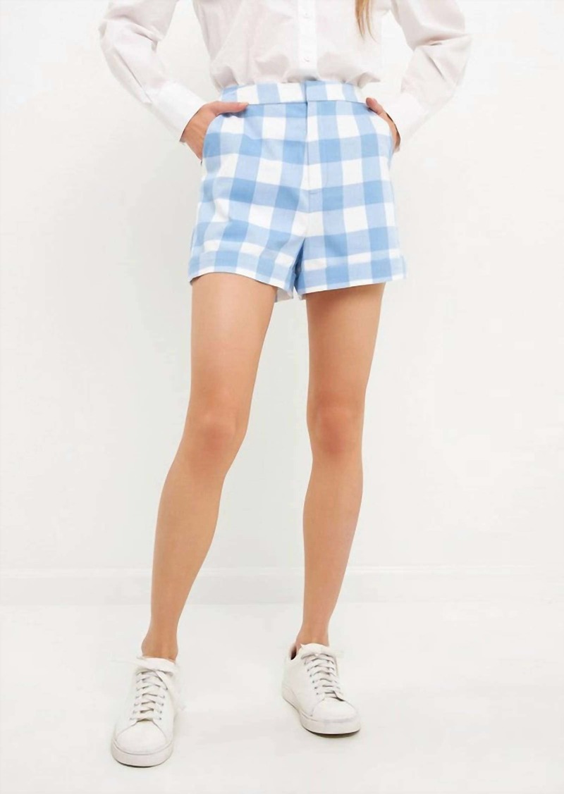 English Factory Gingham Shorts In Blue Skies